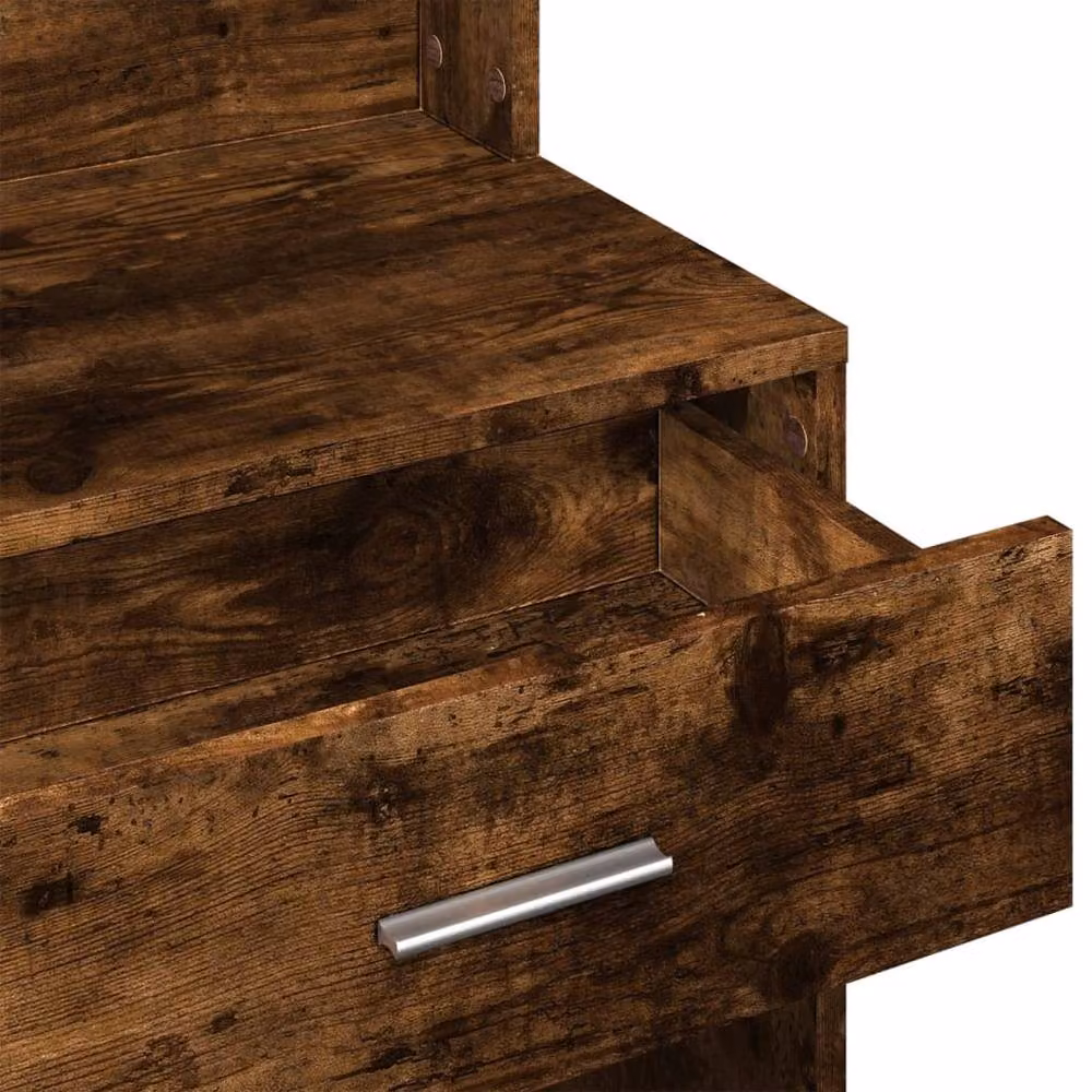 Berkfield Home Beautiful Dressing Table with Cabinet in Smoked Oak Brown, W: 80 cm, D: 35 cm, H: 132 cm – 5