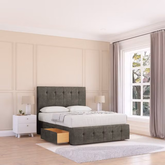 Sloomy Cambridge Divan Bed Base in Light Grey, W/D/H: 120 x 200 cm