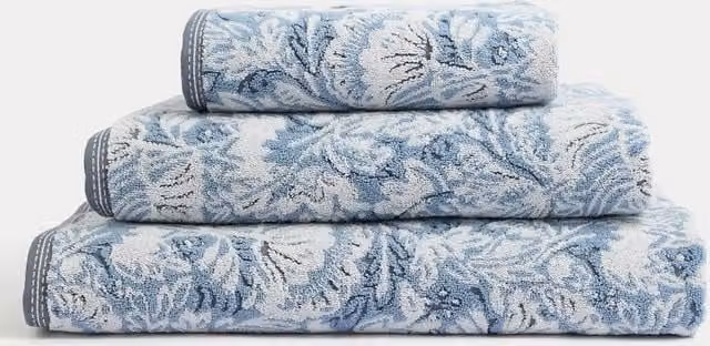 M&S Blue Mix Floral Pure Cotton Terry Towel