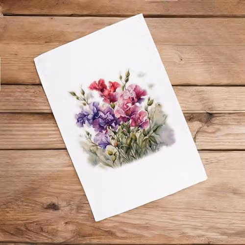 Purely Home Floral Sweet Peas Panama Cotton Kitchen Tea Towel, Multicolour, W: 67 cm, H: 45 cm – 2