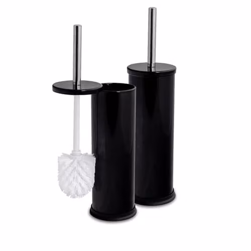 Harbour Housewares Black Stainless Steel Toilet Brush and Holder Set of 2