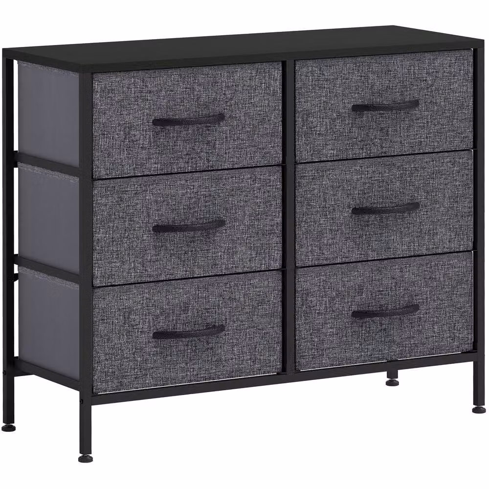 ERGOVEXA Industrial Fabric Chest of Drawers with 6 Drawers, Black, H: 80.0 cm, W: 62.5 cm, D: 30.0 cm – 3