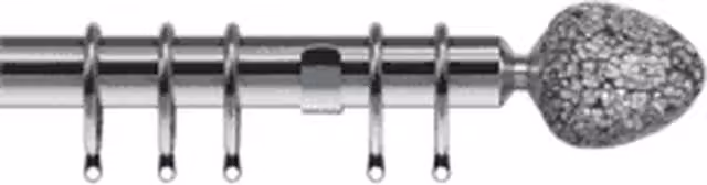 NewEdgeBlinds Allure Satin Silver Metal Curtain Pole Set, 200cm