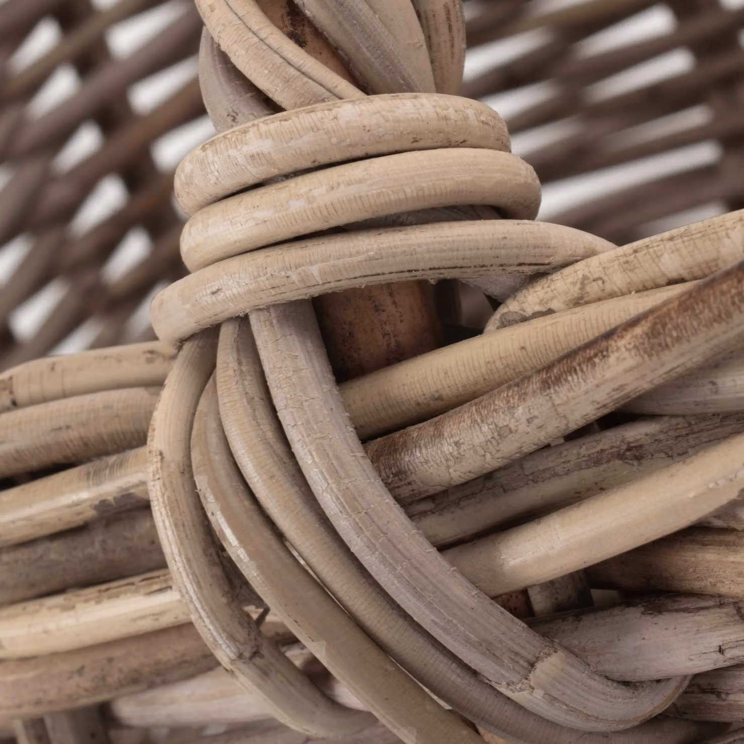 Red Rattan Hamper Market Basket in Grey and Brown, W/D/H: 56.0 x 40.0 x 24.0 cm – 3