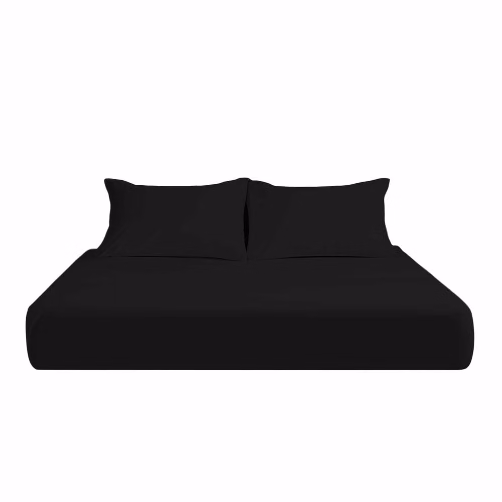 Snug City Double Microfibre Soft Touch Fitted Sheet in Black, W/D/H: 140 x 200 x 25 cm – 2