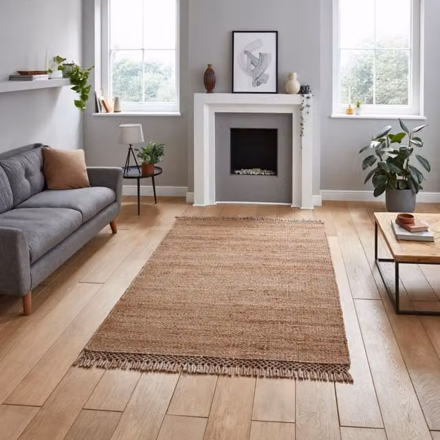 The Rug Shop UK Natural Handmade Plain Jute Kilim Area Rug, Beige, W: 150 cm, D: 230 cm – 1