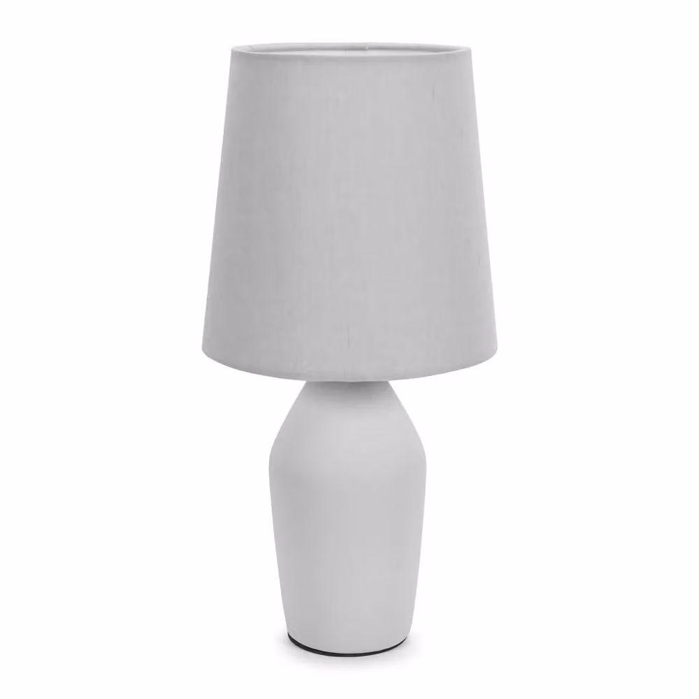 ValueLights Arlo Compact Ceramic Table Lamp with Fabric Shade and LED Bulb, Grey, H 36.5 x W 18.0 cm – 2