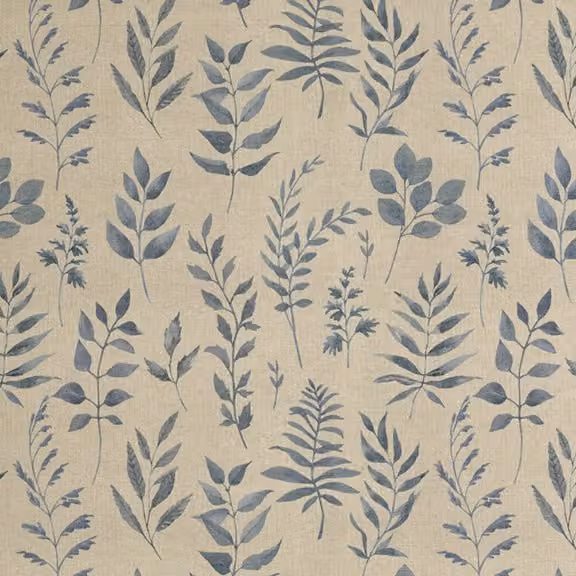 Ante Decor Willow Printed Blue Cotton Fabric Delft