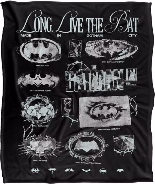 Warner Bros. Batman Grunge Logos Super Soft Fleece Throw Blanket, Multicolour, W: 91.44 cm, L: 147 cm – 6