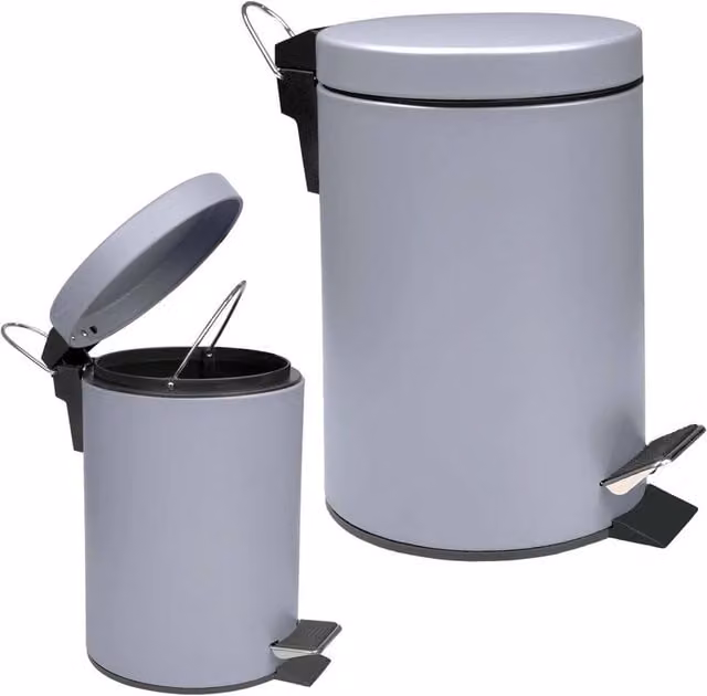 Vogrex 3 Litre Stainless Steel Pedal Bin with Removable Inner Bucket, Grey – 1