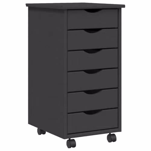 vidaXL MOSS Rolling Cabinet with Drawers in Grey Solid Wood Pine – 1