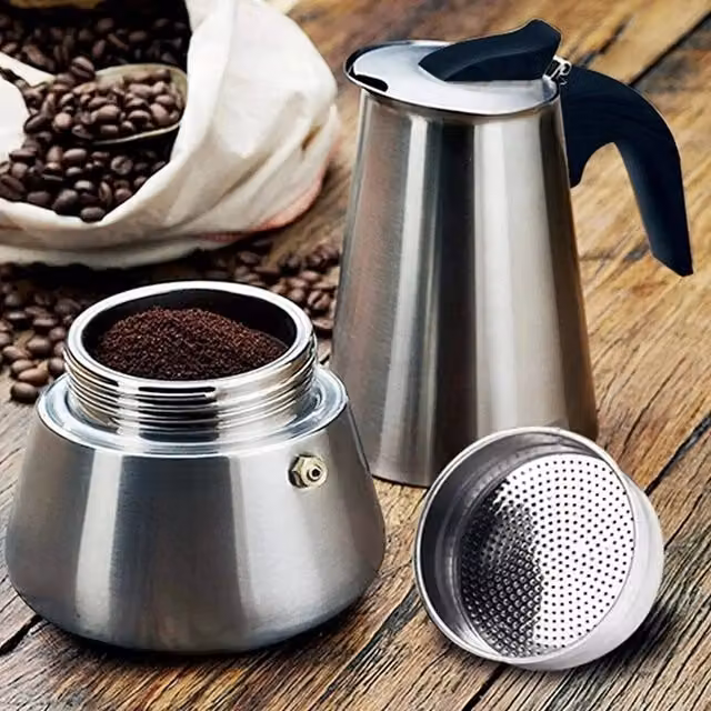 Havendro Stainless Steel Stovetop Espresso Maker Moka Pot Percolator in Silver – 1