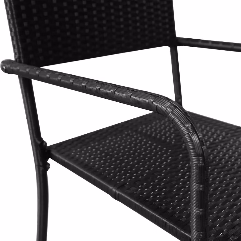 Berkfield Home Stackable Black Poly Rattan and Metal Garden Dining Chairs, 2 Pack – 4