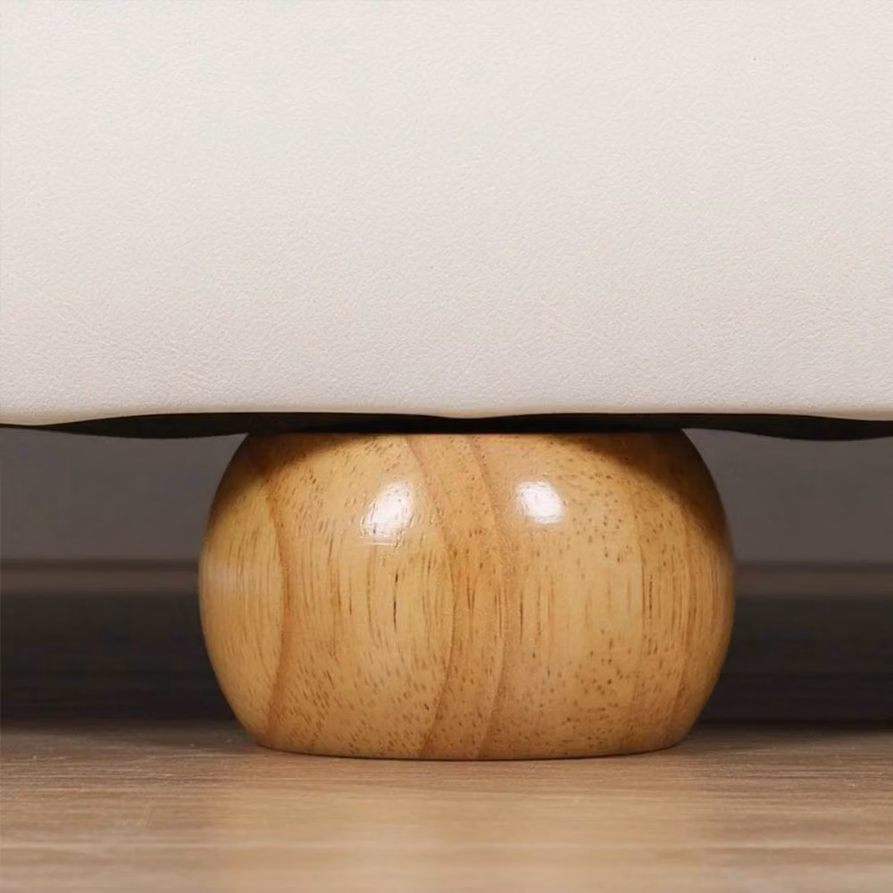 NESTLUNE Set of 4 Natural Oak Wooden Bun Feet with Felt Footpads in Brown, W/D/H: 52 x 52 x 52 cm – 2