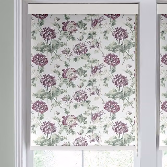Laura Ashley Hepworth Made to Measure Blackout Roller Blind in Grape Floral Polyester