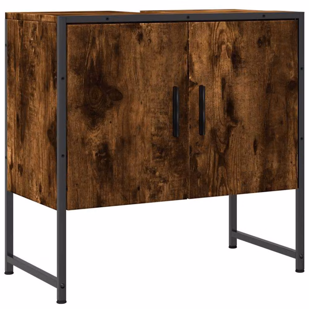Berkfield Home Smoked Oak Bathroom Sink Cabinet in Brown, W/D/H: 60 x 33 x 60 cm – 3