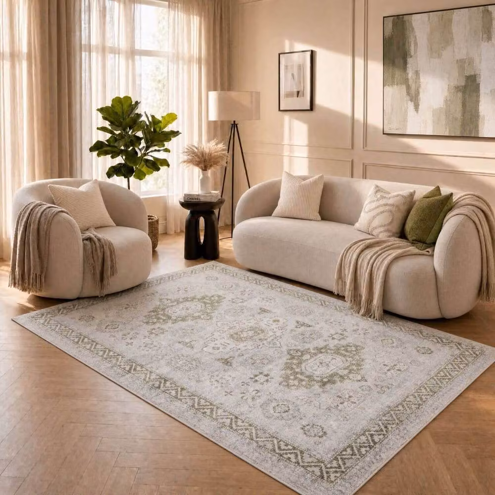 THE RUGS Montana Vintage Area Rug in Grey, Beige and Green, W: 80 cm, L: 150 cm – 3