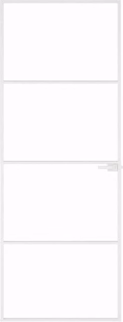 Berkfield Modern Interior Door in White with Transparent Tempered Glass and Aluminium Slim Frame, W: 76 cm, H: 201.5 cm