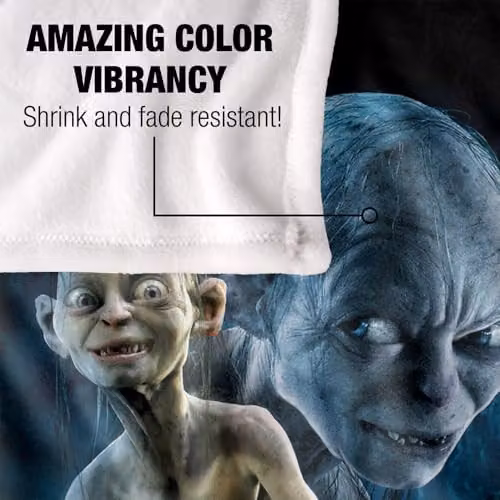 LOGOVISION Lord of the Rings Return of the King Smeagol Silky Touch Super Soft Fleece Throw Blanket, Multicolour, W: 91.44 cm x D: 147 cm – 3