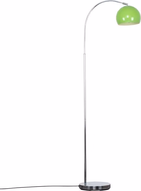 ValueLights Modern Polished Chrome Curved Stem Floor Lamp with Gloss Green Metal Dome Shade