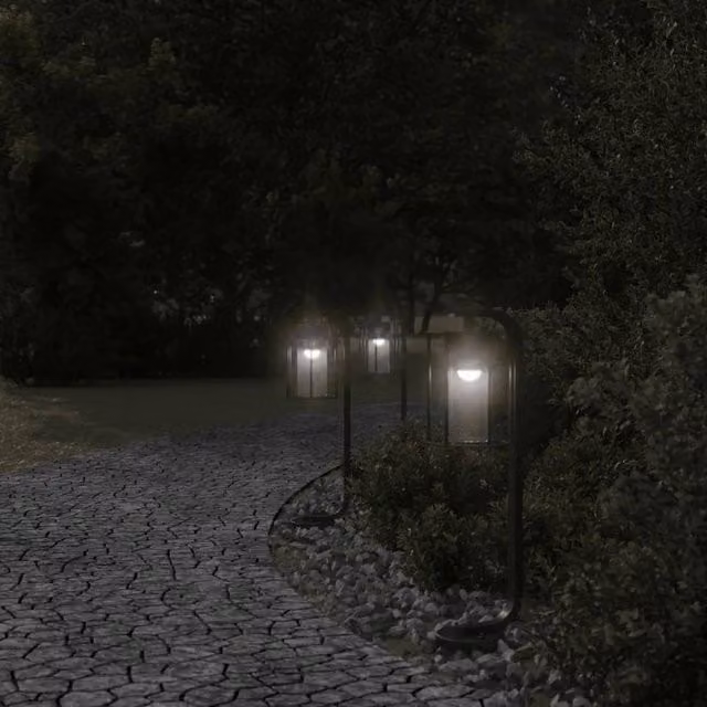 Berkfield Home Set of 3 Black Stainless Steel Outdoor Floor Lamps, Height: 60 cm – 1