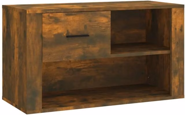 Berkfield Home Smoked Oak Shoe Cabinet in Brown, W/D/H: 80 x 35 x 45 cm – 1