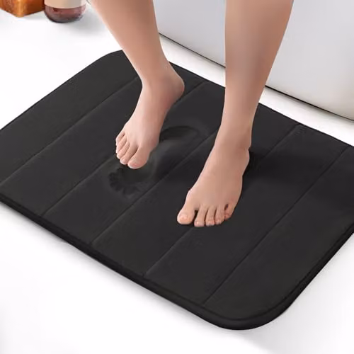 Keplin Memory Foam Bath Mat, Black, W: 50 cm, D: 60 cm