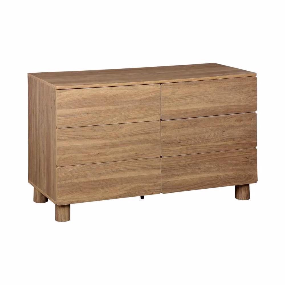 sweeek Brown Pine Wood and Metal 6-Drawer Chest of Drawers – 2
