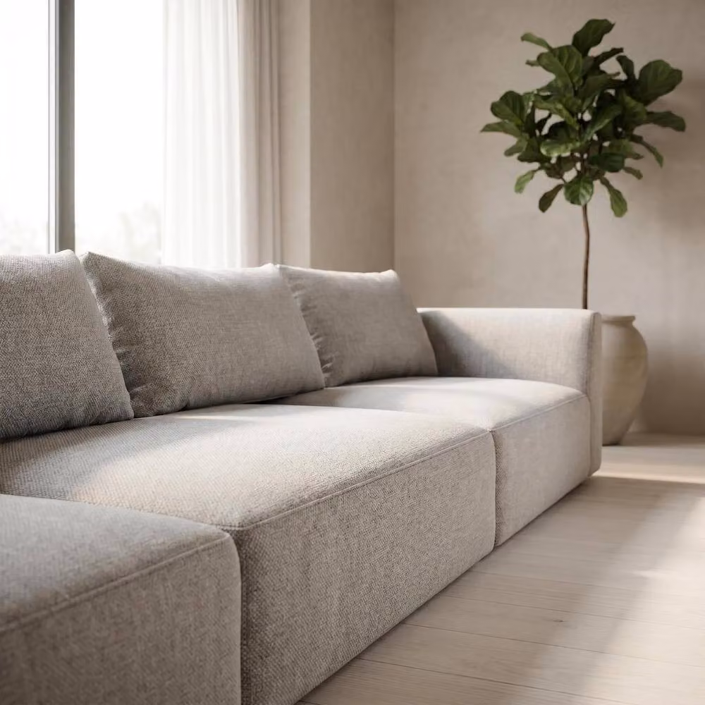 Abakus Direct Tokyo 5 Seater Sofa in Grey Brushed Tweed Fabric with Deep Seats – 3