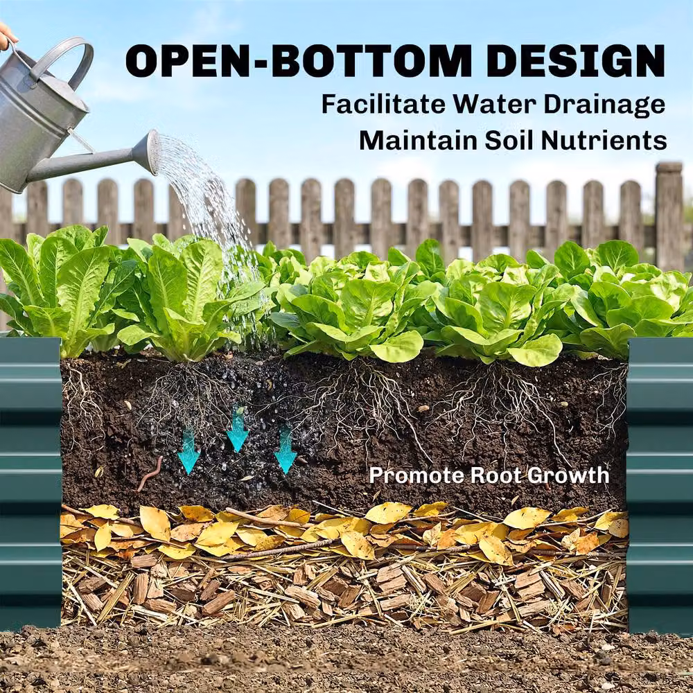 STILVORA Green Galvanised Steel Raised Garden Bed for Ornamental or Herb Gardens W/D/H: 120 x 88 x 30 cm – 6