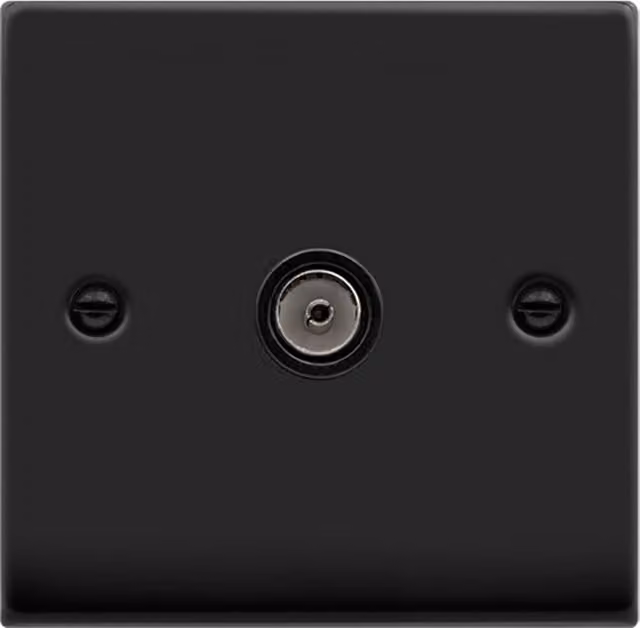 SE HOME Black Flush Single Coaxial TV Socket with Plate