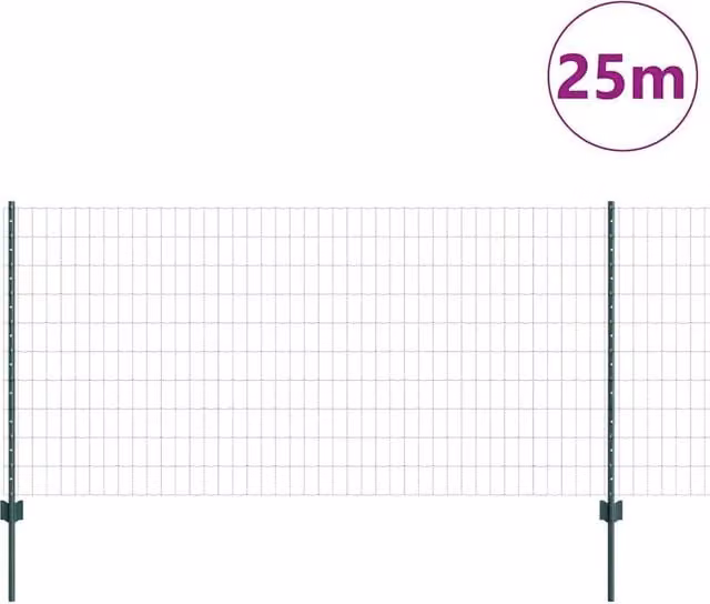 Berkfield Home Green Euro Fence with 11 U-Posts, Steel, 1 x 25 m