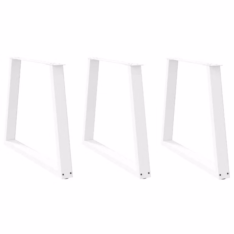 Berkfield Home Modern V-Shape Dining Table Legs, 3 Piece White Steel Set, H: 70-73.3 cm