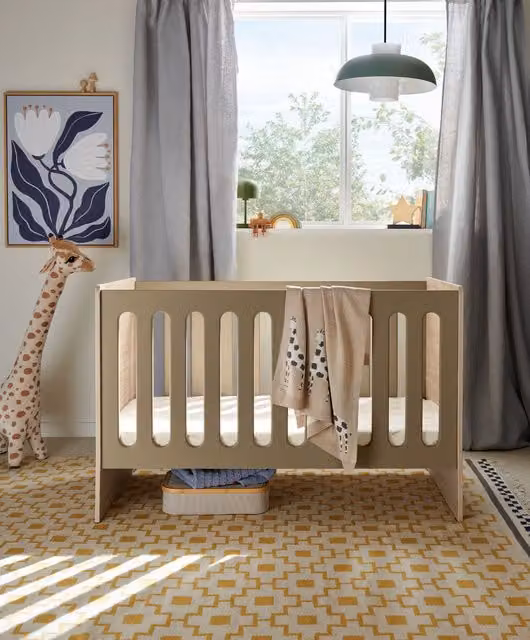 Mamas & Papas Vyne Cot in Mocha and Oak with Solid Wood Construction
