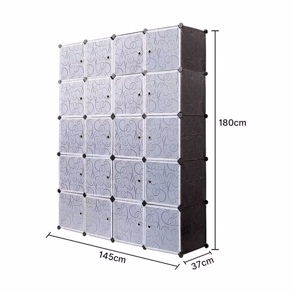 KORVIXA Mondeer 20 Cube DIY Wardrobe Plastic Cupboard in Grey, W/D/H: 90 x 90 x 90 cm – 2