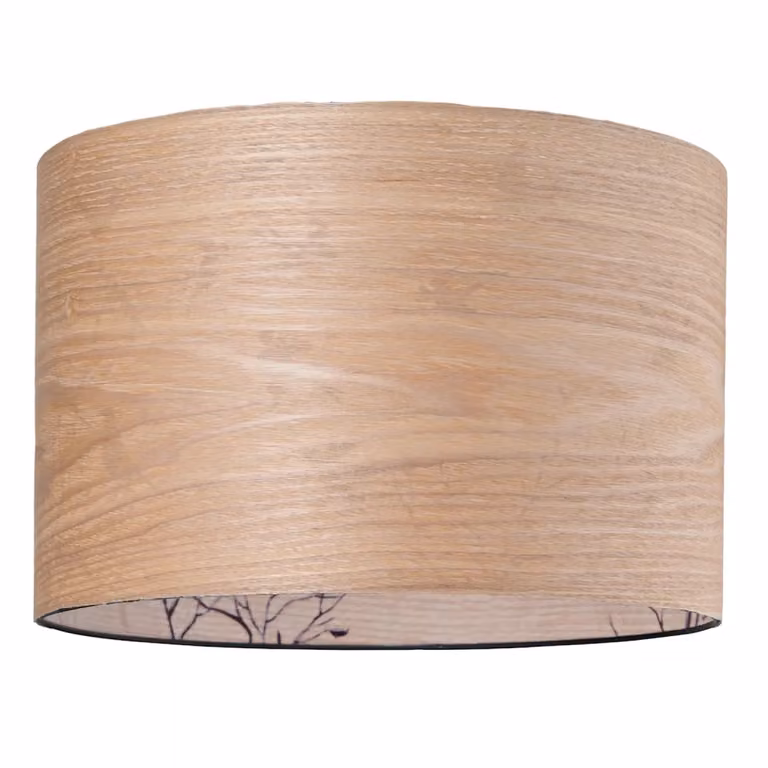 Happy Homewares Bamboo Wood Effect Cylinder Lamp Shade in Light Brown, Diameter: 30 cm