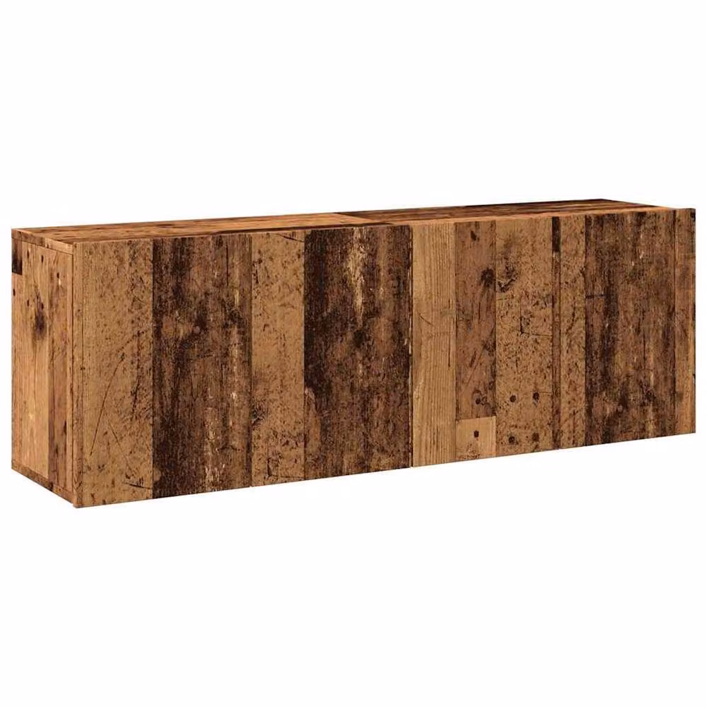 Berkfield Home Set of 2 Wall-mounted Rustic Old Wood TV Cabinets, Brown, W/D/H: 60 x 30 x 41 cm – 3