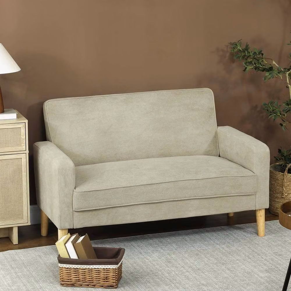 NESTLUNE 2 Seater Velvet Upholstered Loveseat in Grey, W: 100 cm, D: 60 cm – 3