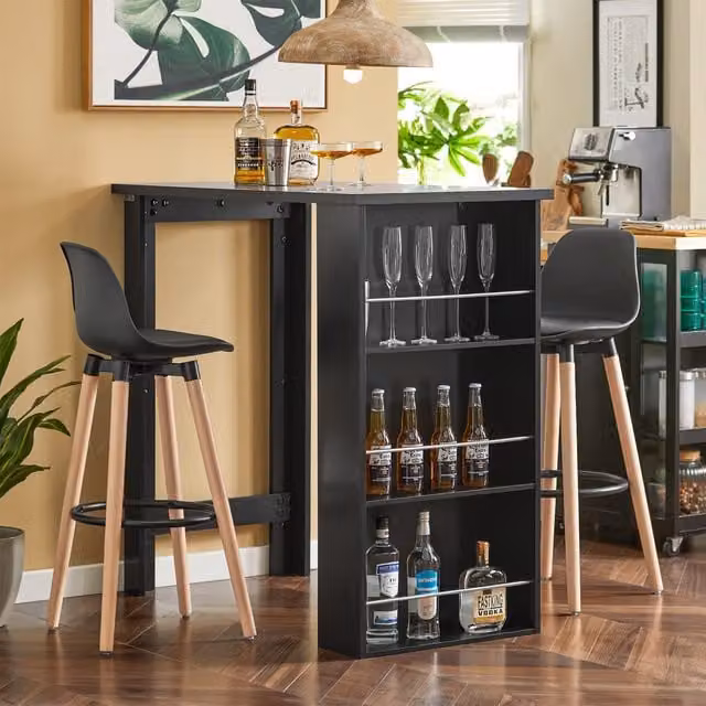 SoBuy Modern Black Kitchen Breakfast Bar Table