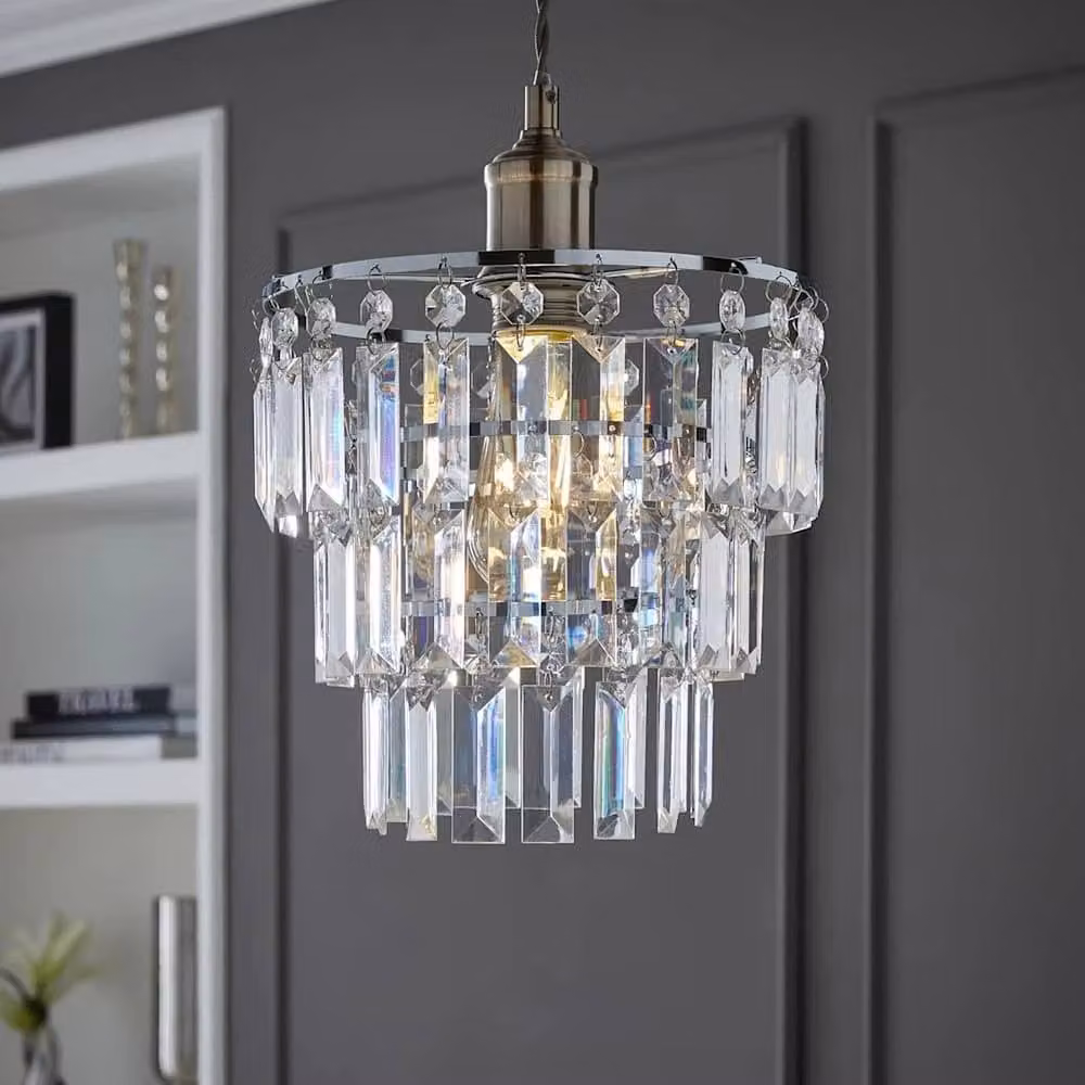 SPETLEK Transparent Crystal Pendant Ceiling Light Shade with Chrome Details – 3