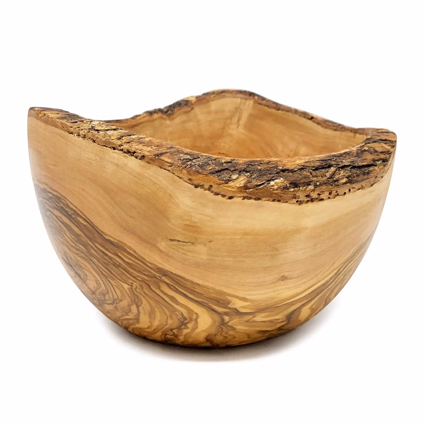 Verano Spanish Ceramics Handmade Solid Olive Wood Serving Bowl in Brown and Beige, Diameter: 18 cm, Height: 10 cm – 2