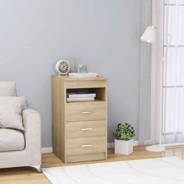Berkfield Home Sonoma Oak Drawer Cabinet in Brown, W/D/H: 40 x 50 x 76 cm
