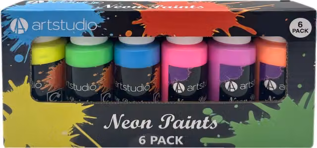 Art Studio Pack of 6 Neon Paint Pots in Multicolour