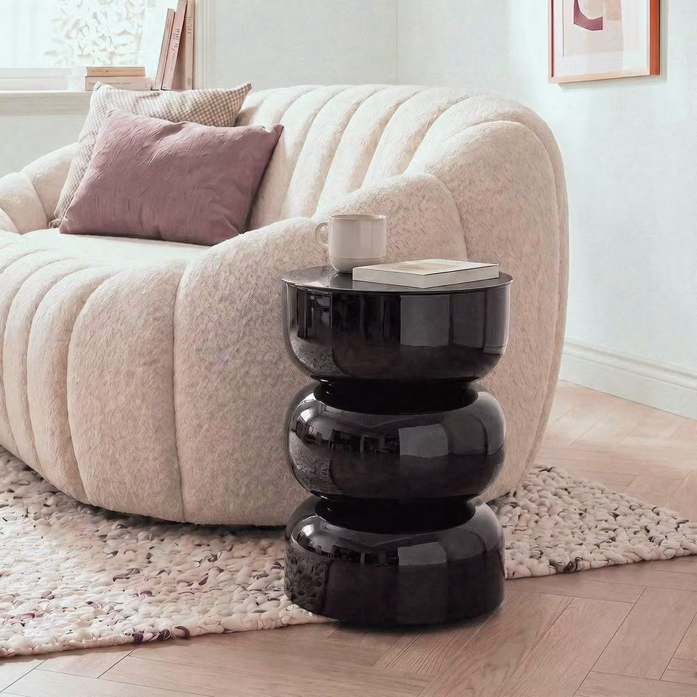 CALICOSY Ella Lacquered Metal Side Table, Black, Height: 50 cm, W/D/H: 36 x 36 x 50 cm – 2