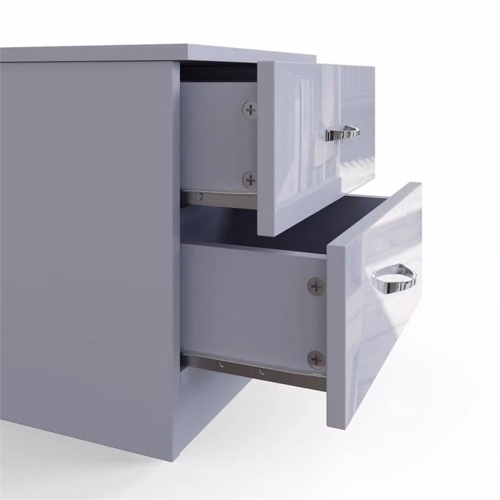 Nordara 2 Drawer Bedside Table Grey Gloss Front and Matt Frame – 3