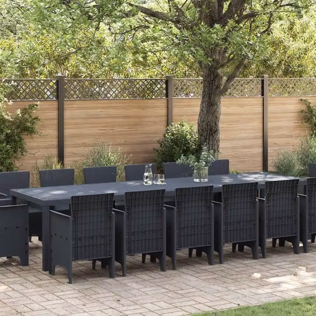 Berkfield Home 15 Piece Anthracite Poly Rattan Garden Dining Set – 1
