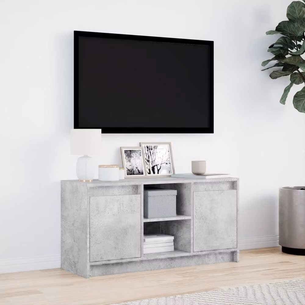 Berkfield Home Modern TV Cabinet in Concrete Grey with LED, W/D/H: 100 x 34 x 50 cm – 3