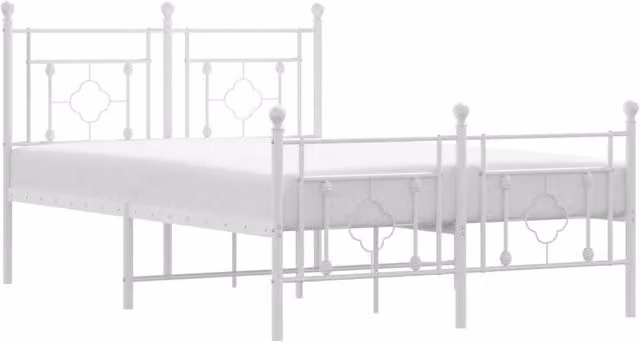 Berkfield Home Metal Bed Frame with Footboard, White, W/D/H: 120 x 190 cm