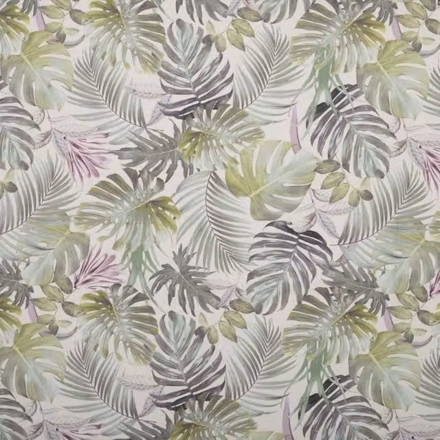 Terrys Panama Fabric Portobello Floral Cotton Towel in Nature Green and Purple