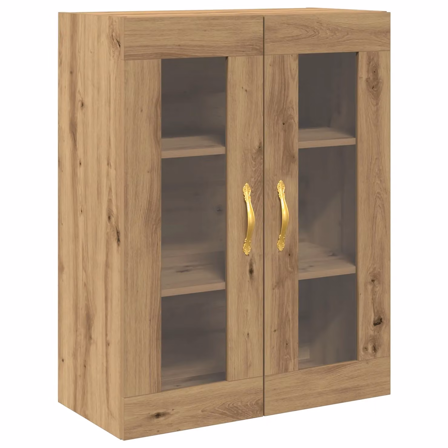 Berkfield Home Wall-Mounted Artisan Oak Cabinet with Glass Doors, Brown, W/D/H: 69.5 x 34 x 90 cm – 2
